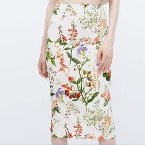 Zara Floral Midi Pencil Skirt, Size XS